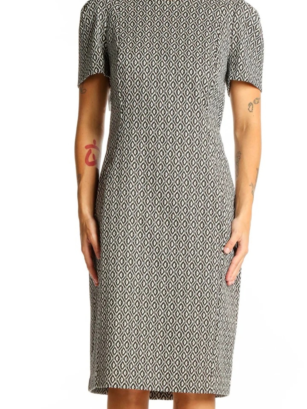 Calvin Klein Black & White Geometric Sheath Dress - NWT